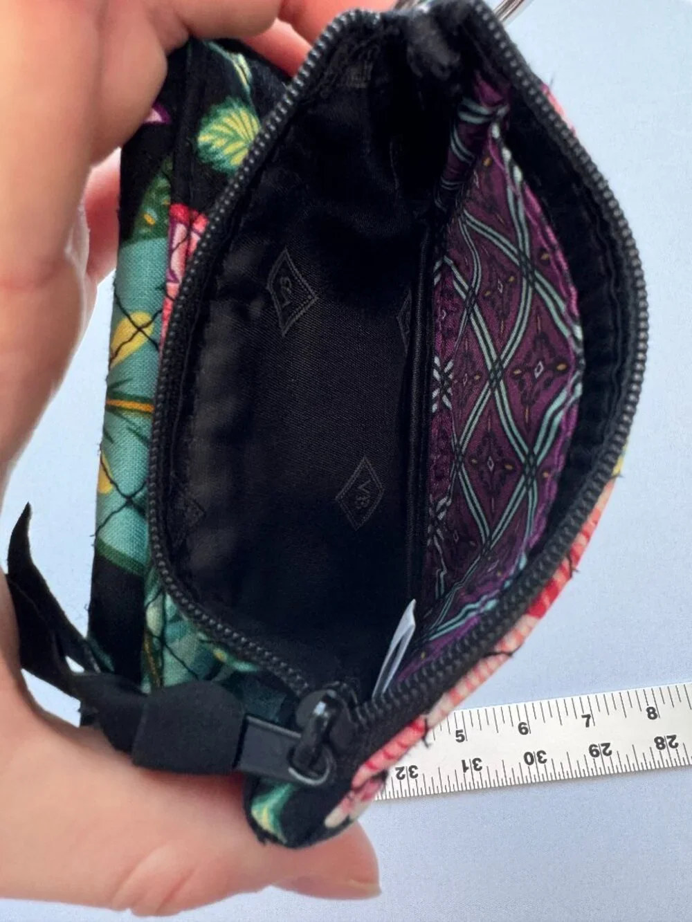 Vera Bradley Iconic Jen Zip ID Case Vines Floral Keychain Wallet Coin Purse - Picture 3 of 4